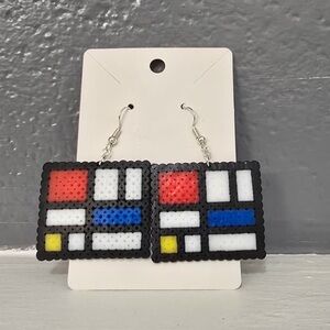 Mondrian Perler Bead Earrings